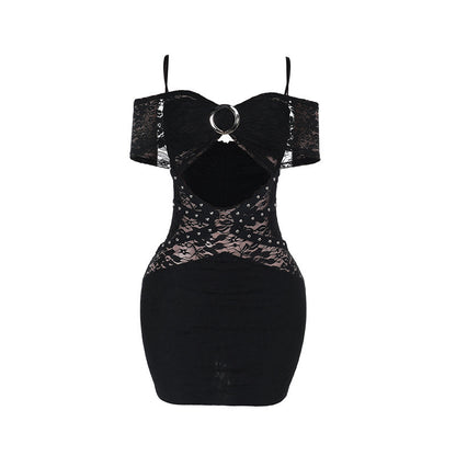 Robes Mini Découpe Épaule Dégagée Femme avec détail en anneau décoratif Chic und Stil