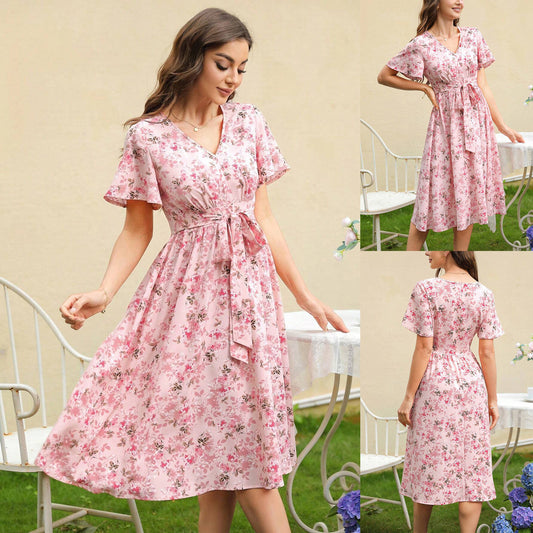 Femmes fleurs robe portefeuille Chic und Stil