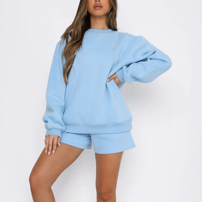 Chic and Style comfortable casual sweatshirt shorts set for women