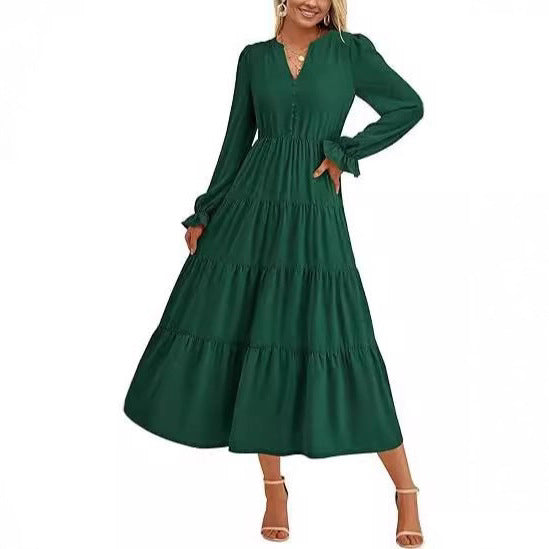 Robe maxi à manches longues pour femmes avec volants Chic und Stil