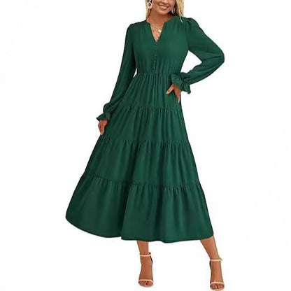 Robe maxi à manches longues pour femmes avec volants Chic und Stil