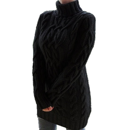 Pull-over en grosse maille pour femmes avec col montant et motif en torsade Chic und Stil