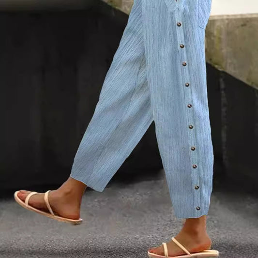 Women's stylish pants with button details Chic and Style