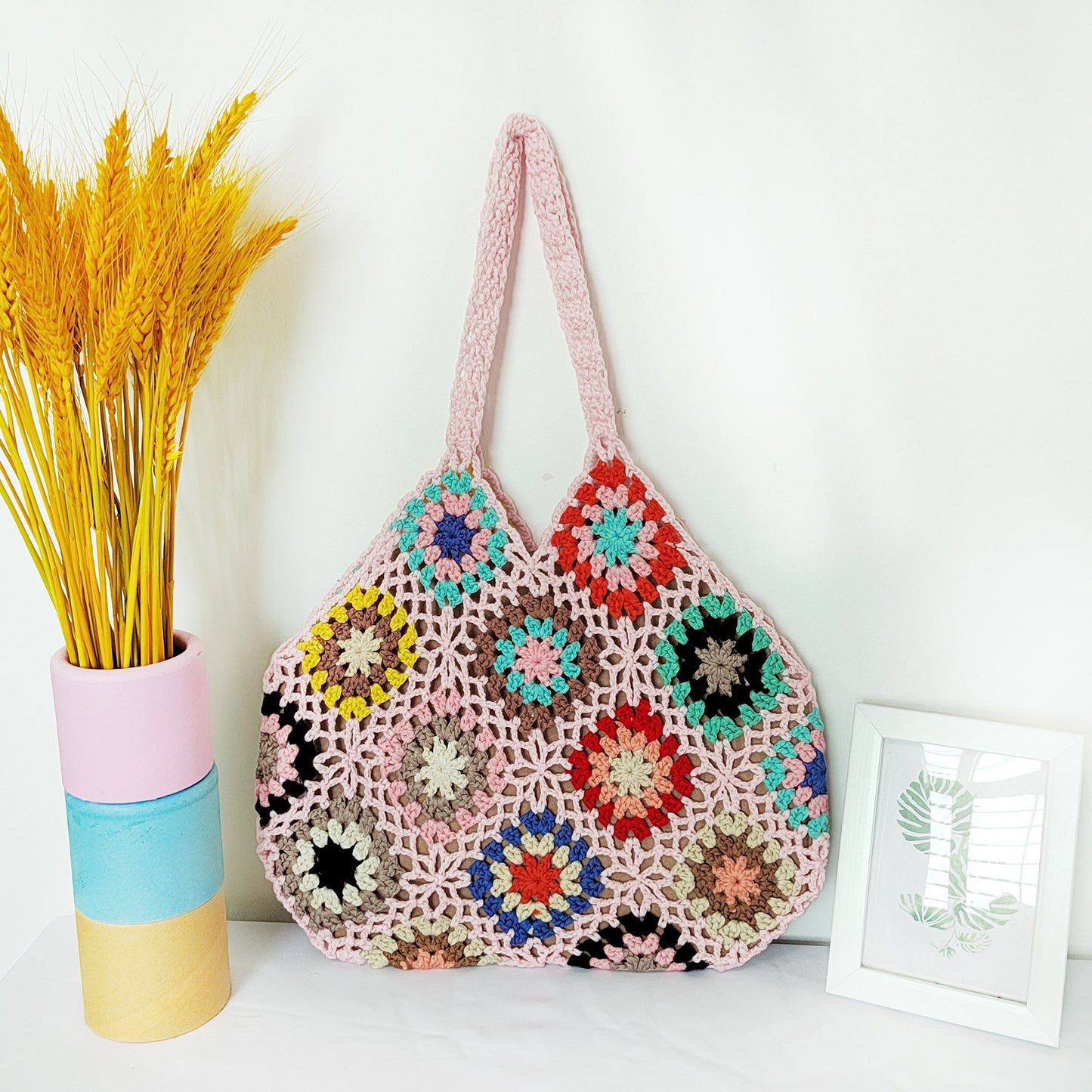 Dames Crochet Grand-Mère Carré Sac de Transport Chic und Stil