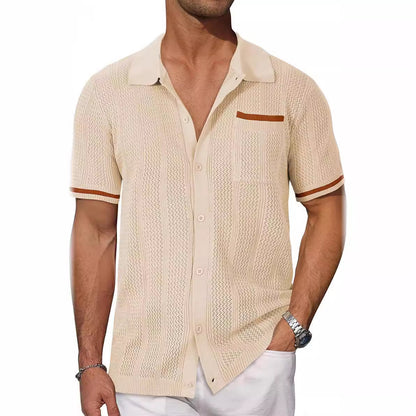 Chemise à manches courtes respirante pour hommes avec un motif de perforation décoratif Chic und Stil