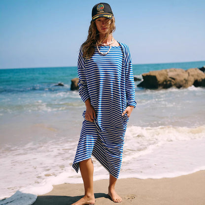 Robe de plage pour femmes avec manches longues et design rayé Chic und Stil