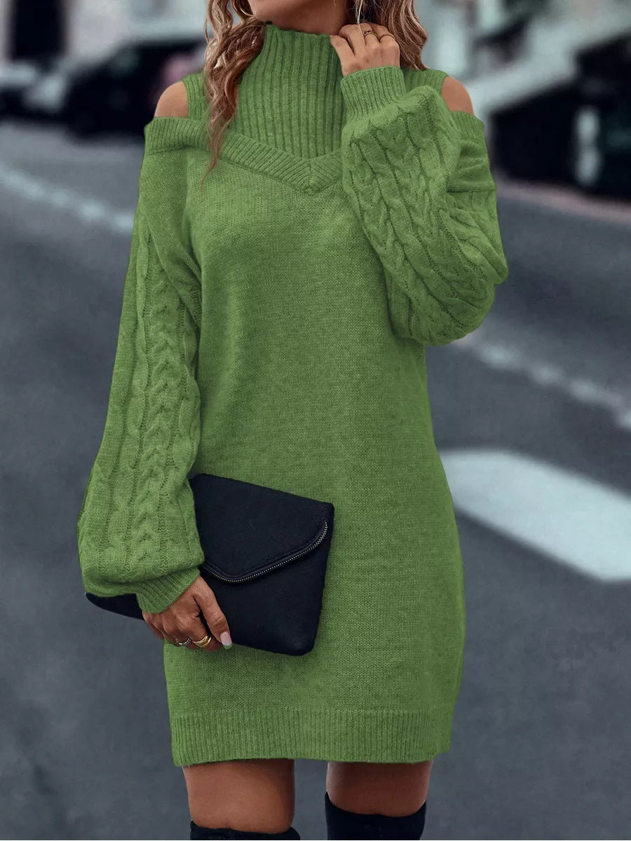 Robe tricot femme avec design off-shoulder et structure complexe de motif en torsades Chic und Still