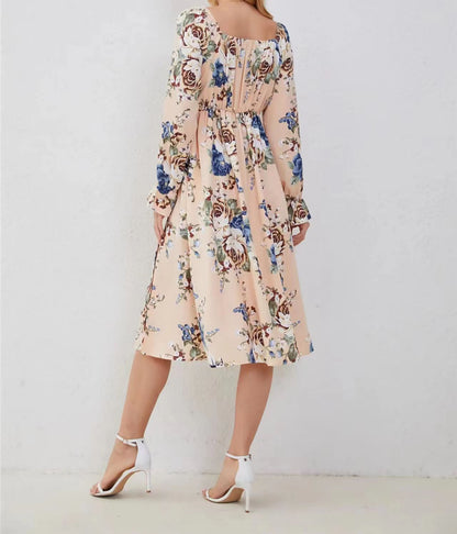 Robe midi pour femmes avec motif floral et fentes latérales Chic und Stil