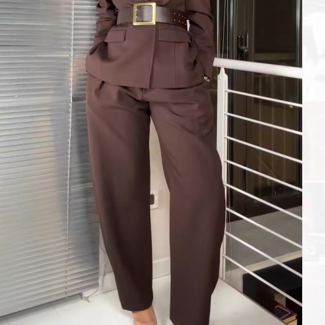 Ladies High Quality and Comfortable Suit Pants with Elegant Pleats Chic and Style