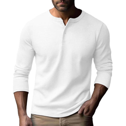 Chemise Henley à manches longues pour hommes en mélange de coton respirant Chic und Stil
