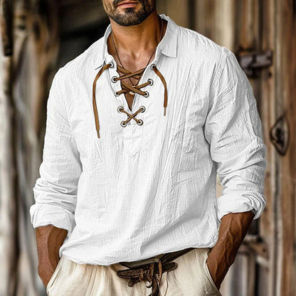 Chemise décontractée à manches longues pour hommes avec un élégant laçage Chic und Stil