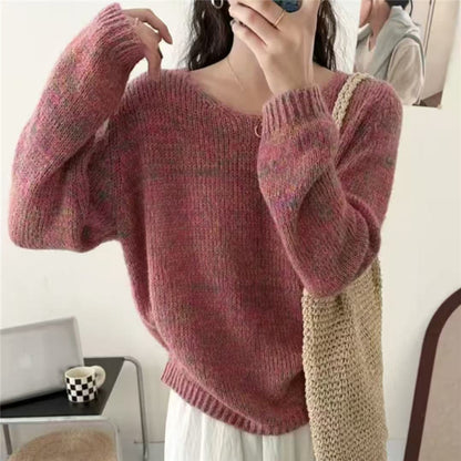 Pull en tricot léger pour femmes avec décolleté en V et manches volumineuses Chic und Stil