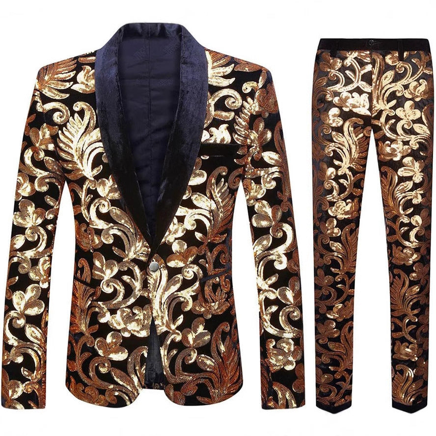 Costume élégant en velours pour hommes avec motif en sequins brillants Chic und Stil