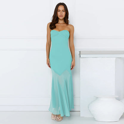 Dames Élégant Robe Maxi Sans Bretelles Chic und Stil