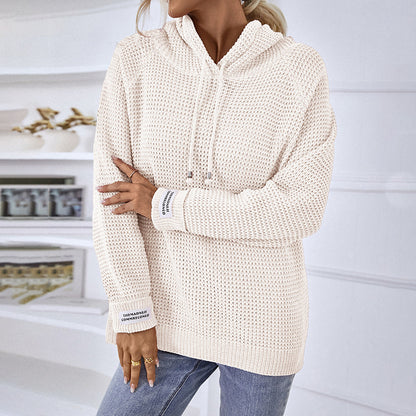 Pull à capuche confortable pour femmes avec motif en tricot texturé et fentes latérales Chic und Stil
