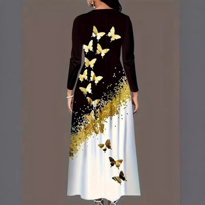 Femme Robe élégante à manches longues avec design papillon Chic und Stil