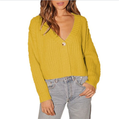 Dames Gros Pull Cardigan avec Col en V et Détail Bouton Chic und Stil