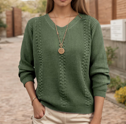 Pull en tricot pour femmes avec décolleté en V et finition texturée Chic und Stil