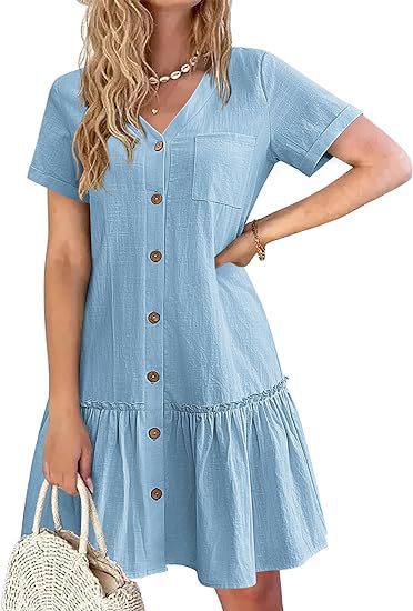Robe décontractée pour femmes avec fermeture à boutons et volants Chic und Stil