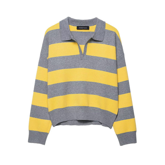 Pull-over polo à motifs larges pour femmes avec des manches courtes Chic und Stil