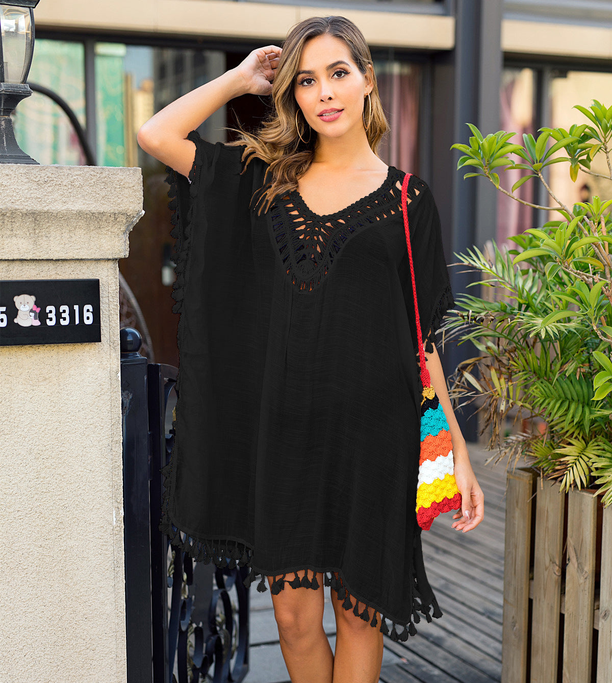 Dames élégantes Détails en crochet Plage-Cache Épouvantail Chic und Stil