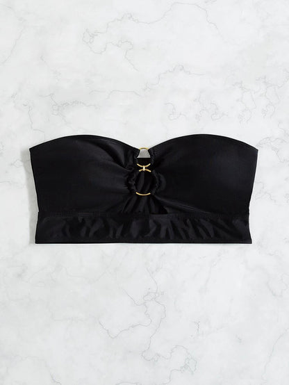 Bikini-top bustier pour femmes avec fronces et accents dorés Chic und Stil