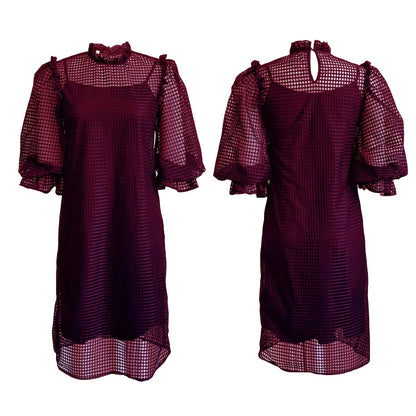 Robe transparente pour femmes avec des manches bouffantes volumineuses et un motif check Chic und Stil