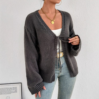 Cardigan en tricot confortable pour femmes avec un lien moderne Chic und Stil
