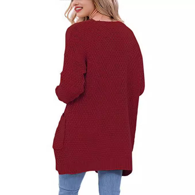 Dames Cardigan en tricot léger avec poches ouvertes et coupe décontractée Chic und Stil