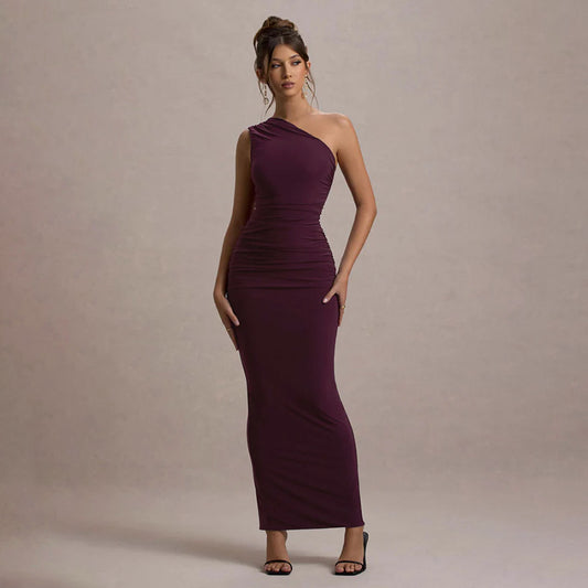 Robe maxi à épaule unique froncée Chic und Stil