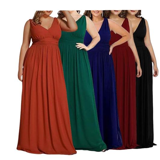 Robe maxi femme avec élégante ligne A et décolleté en V profond Chic und Stil