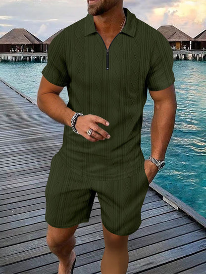 Survêtement décontracté à zip structuré pour hommes Chic und Stil