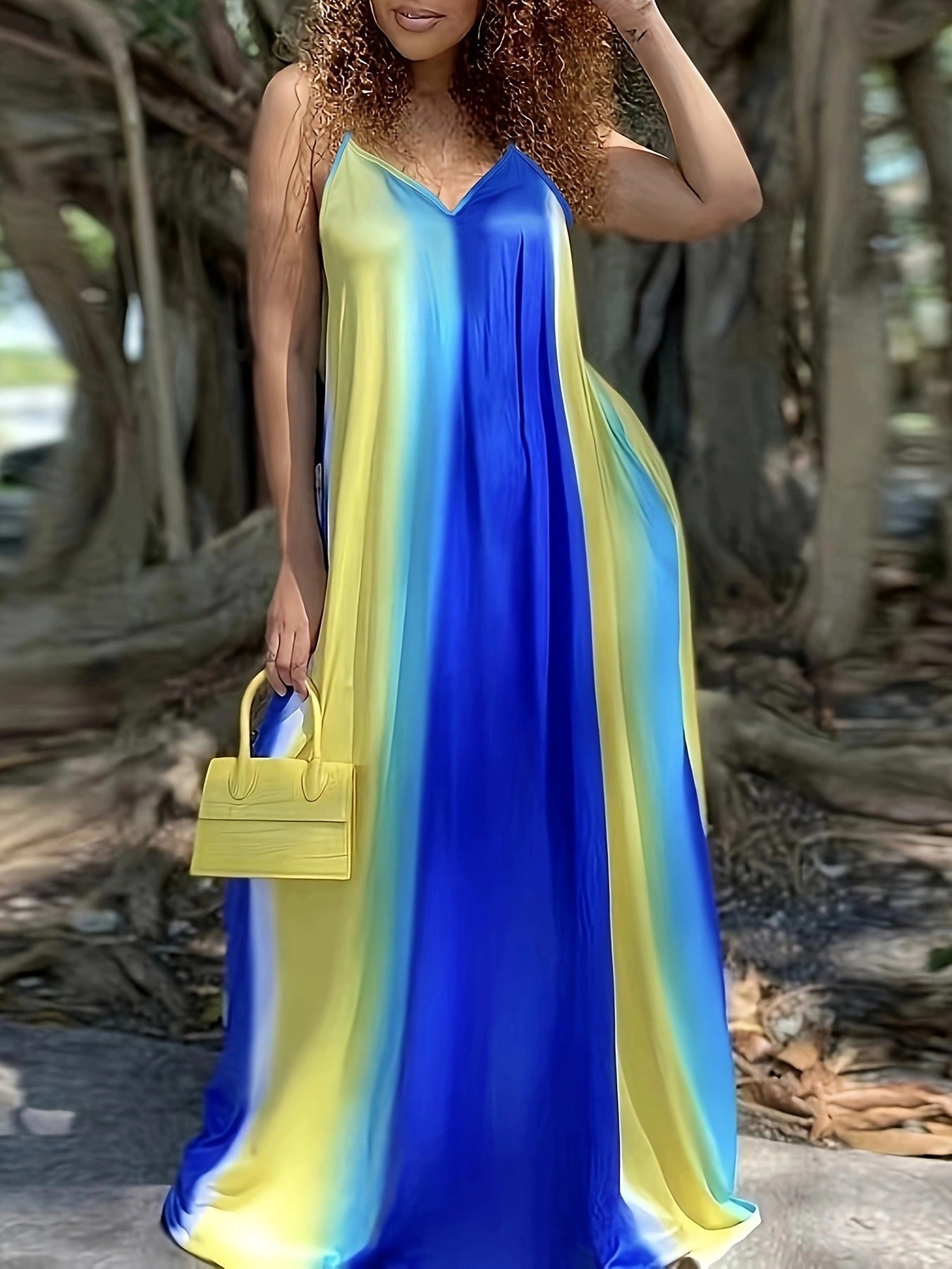 Robe maxi femme avec un dégradé de couleur fluide et de délicates bretelles spaghetti Chic und Stil