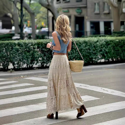 Jupe maxi en crochet bohème pour femmes Chic und Stil
