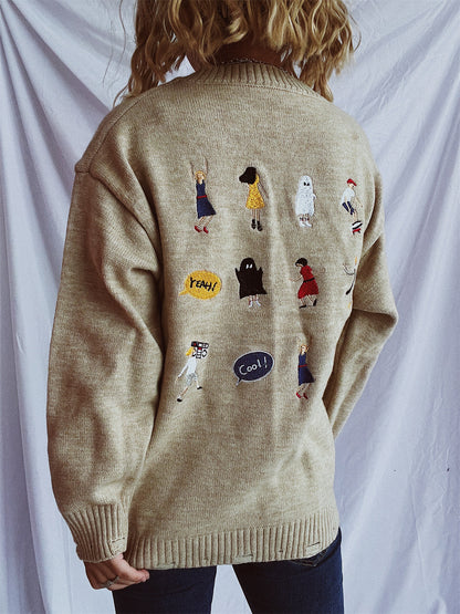 Pull femme avec motifs brodés colorés et coupe décontractée Chic und Stil