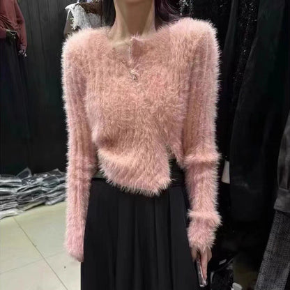 Pull femme en peluche avec coupe tendance et fermeture éclair pratique Chic und Stil
