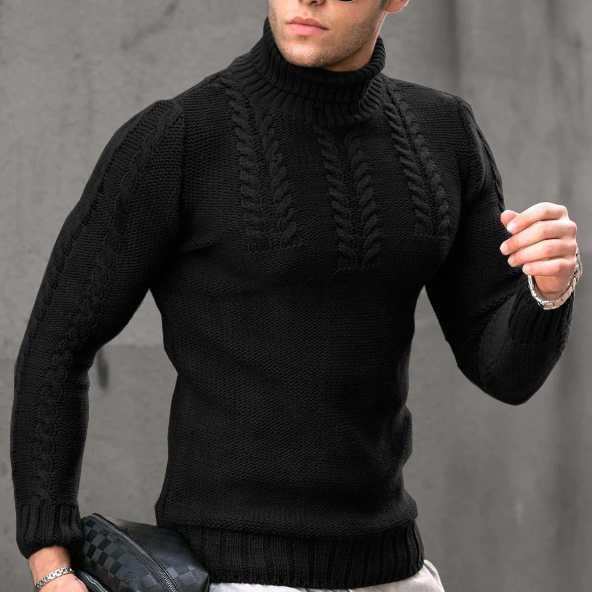 Pull-over en tricot pour hommes avec col montant Chic und Stil