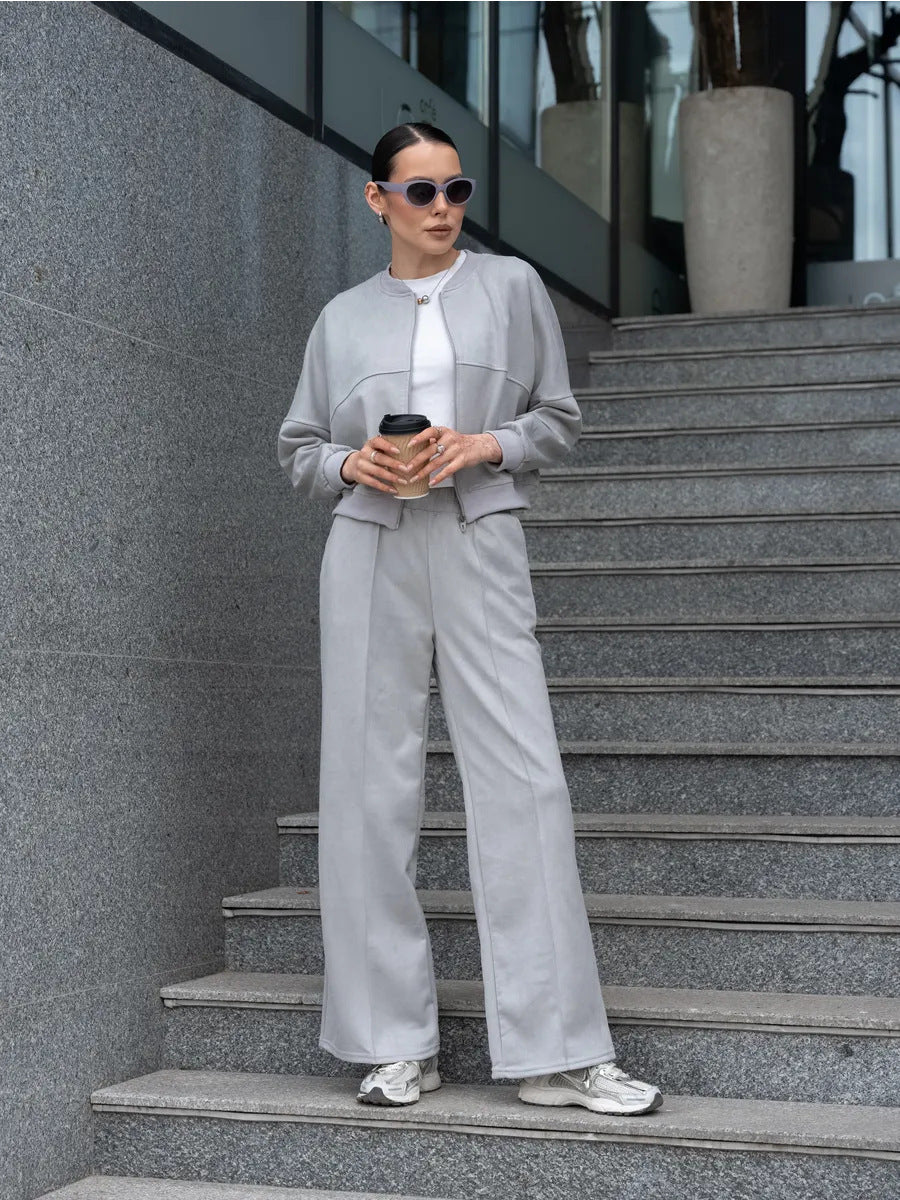 Women's sports set with short jacket and stylish pants Chic and Style