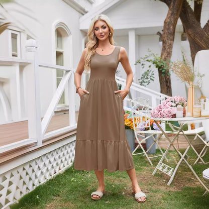 Robe maxi femme avec poches pratiques et jupe fluide Chic und Stil