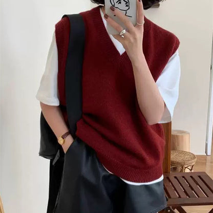 Dames Élégante gilet en tricot coupe décontractée avec décolleté en V et détails raffinés Chic und Stil