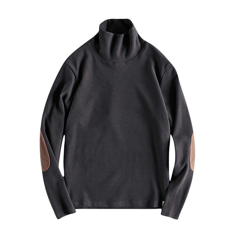 Pull en polaire à col montant pour hommes avec des coudières contrastantes Chic und Stil