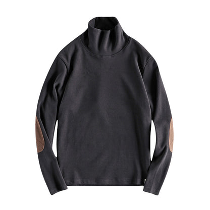 Pull en polaire à col montant pour hommes avec des coudières contrastantes Chic und Stil
