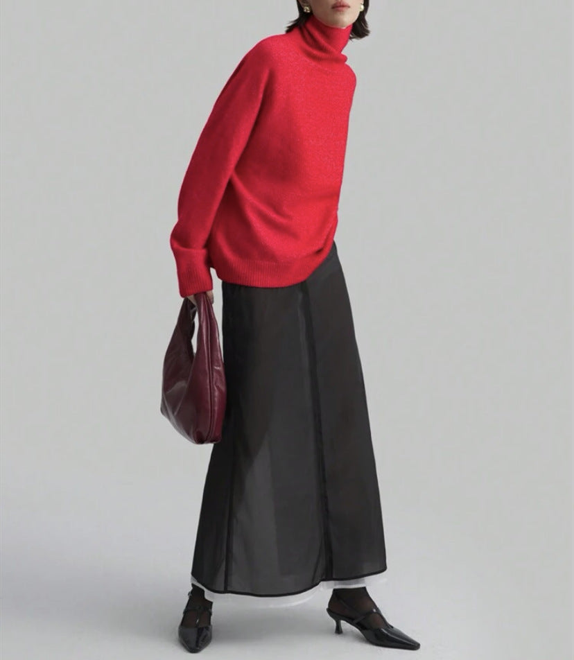 Pull à col roulé féminin à coupe oversize et texture fine Chic und Stil