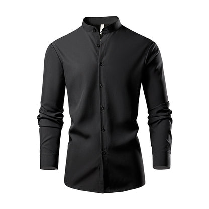 Chemise kimono à manches longues pour hommes avec col montant moderne et détails de boutons élégants Chic und Stil
