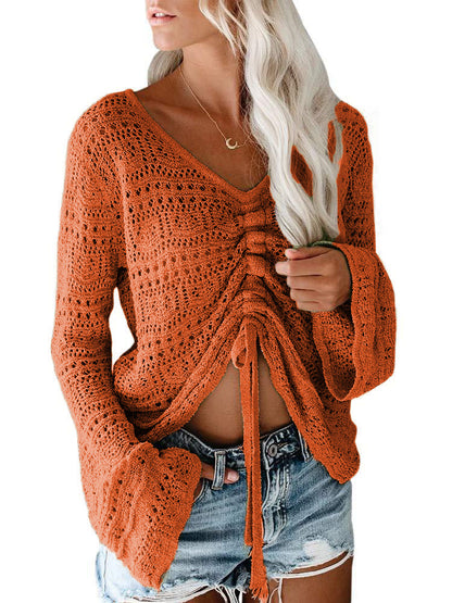 Femme pull à col V tendance avec fronces Chic und Stil