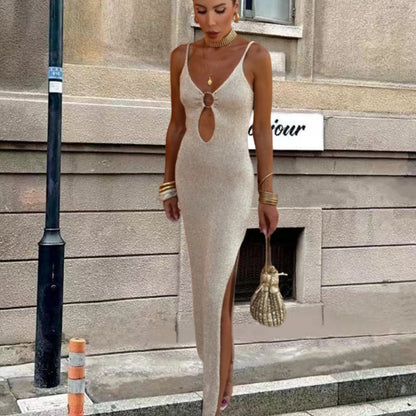 Robe maxi élégante pour femmes avec détail fente Chic und Stil