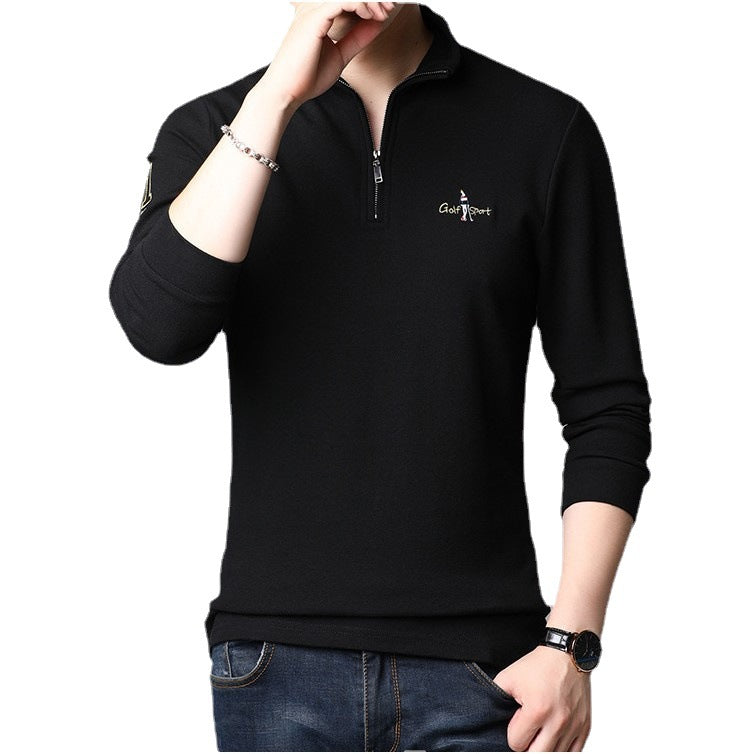 Men's high collar pullover with modern zipper and fine texture Chic und Stil
