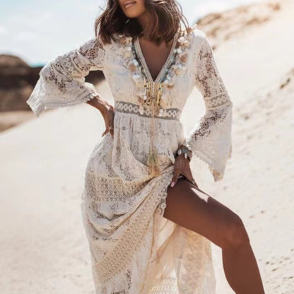 Robe de plage boho élégante pour dames avec des accents en dentelle et une coupe ample Chic und Stil