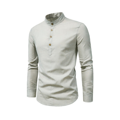 Chemise à manches longues tendance pour hommes avec col montant et patte de boutonnage élégante Chic und Stil