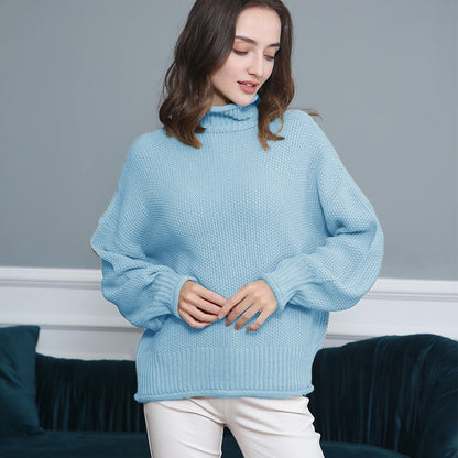 Pull femme en grosse maille avec col roulé et coupe aérienne Chic und Stil